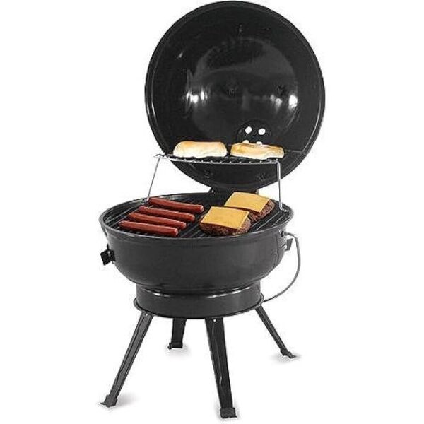 Portable 14.5&quot; Charcoal BBQ Grill &amp; Lid Camping Barbecue Outdoor Cooking Smoker