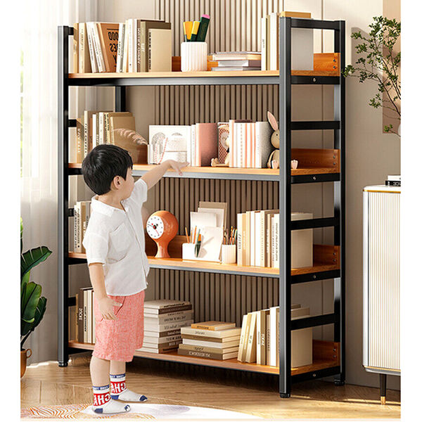 Metal Heavy Duty Bookcase Bookshelf Flower Display Shelf Storage Organizer 4-T