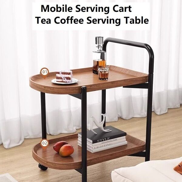 Mobile Serving Cart Tea Coffee Serving Table Kitchen Beauty Utility Cart Trolley