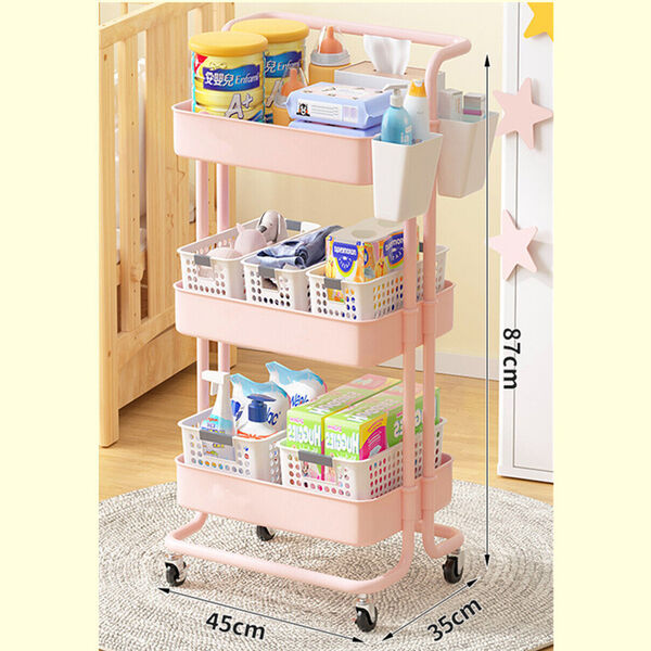 Kitchen Bathroom Mobile Service Cart Fruit Veg Storage Trolley Organizer &amp; 7 Bin