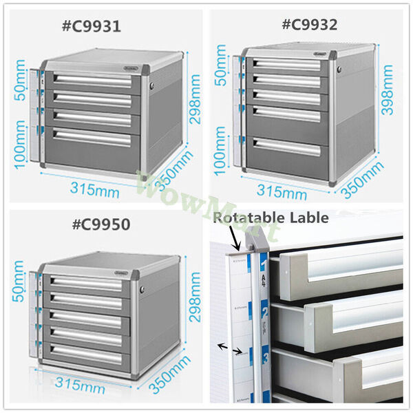 NEW Aluminum Frame A4 File Cabinet Drawer Office Desktop Stationery Organizer