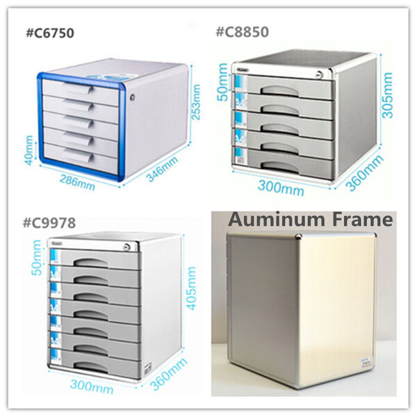 Deluxe Aluminum Frame Office Desktop Stationery Organizer A4 File Cabinet Drawer