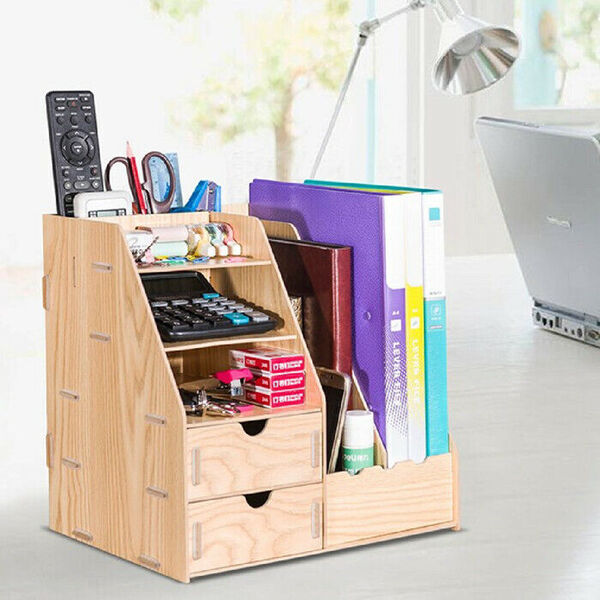 Wooden DIY Detachable Office Stationery File Folder Storage Drawer Organizer