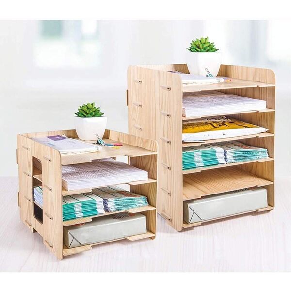 Office Desktop Wooden A4 Document File Tray Stationery File Storage Organiser