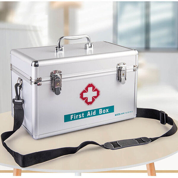 Deluxe Family Office Lockable Medicine Storage Box First Aid Carry Case 10-16 In