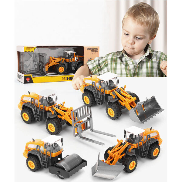 1:55 Kid Construction Vehicle Truck Toy Bulldozer Forklift Snowplow Road Roller