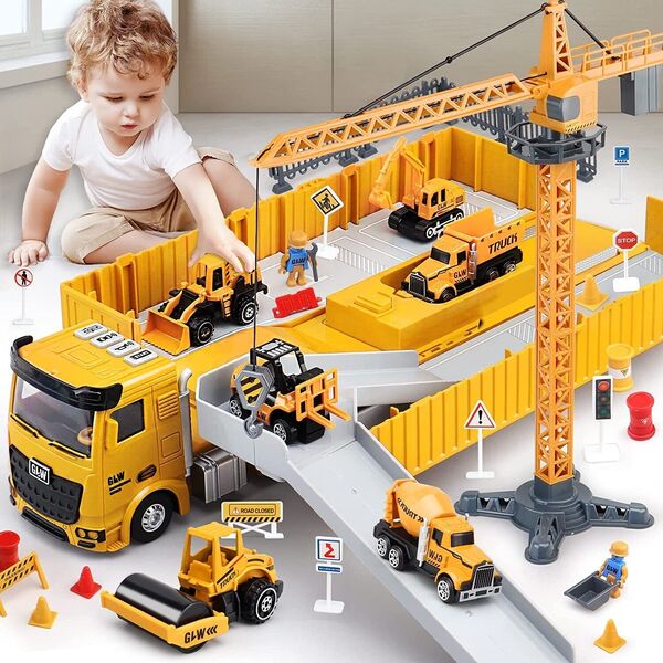 3Y+ Kid Construction Vehicle Truck Set Crane Excavator Forklift Bulldozer Dumper