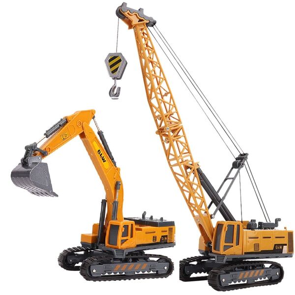 1:55 Kid Excavator Crane Heavy Vehicle Toy Alloy Engineering Construction Model