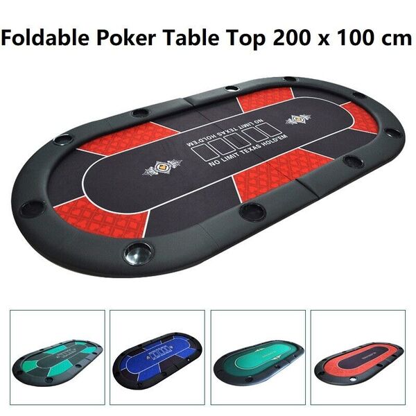 Portable Foldable Oval Poker Table Top Texas Hold&#39;em Poker Table Mat &amp; Bag