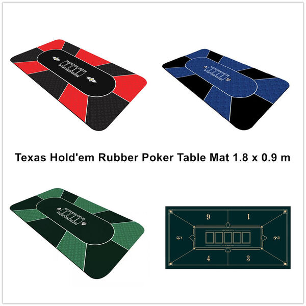 Deluxe 6-10 Player Layout Texas Hold&#39;em Rubber Poker Table Mat Cloth Gaming Pad