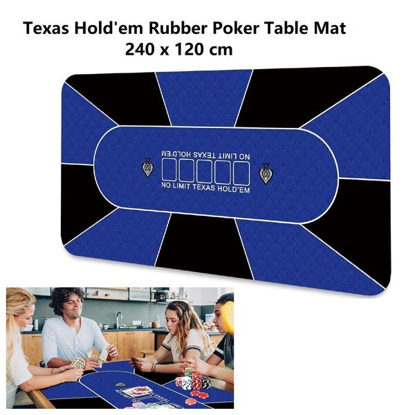 Deluxe Poker Texas Hold&#39;em Rubber Table Mat Layout Cloth Gaming Pad 2.4x1.2 m