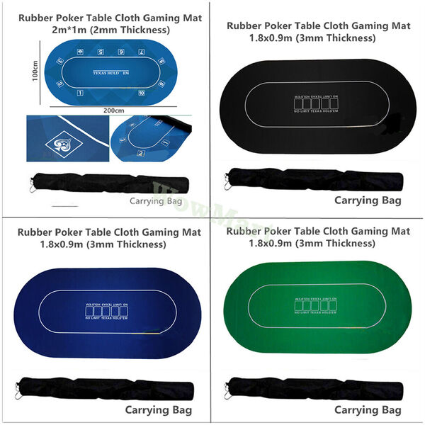 Deluxe Layout Texas Hold&#39;em Rubber Poker Table Cloth Gaming Mat Pad 1.8-2m Oval