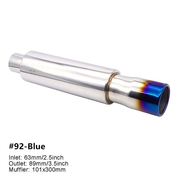 2.5&quot; Inlet 3.5&quot; Outlet Stainless Steel Exhaust Pipe Cannon Muffler Blue Tip