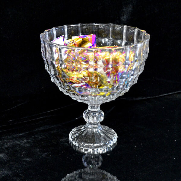 Home Glassware Large Kitchen Candy Fruit  Ice cream food Glass Bowl 22.5x24.5cm