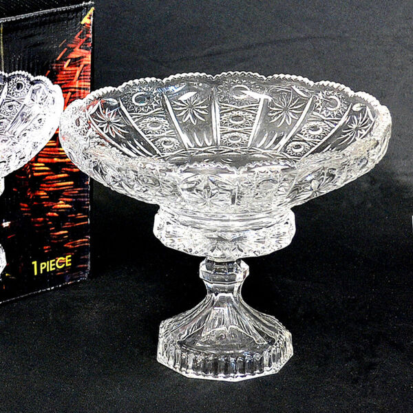 Home Glassware Patisserie Candy Fruit Food Glass Footed Plate (21cmx17cm)