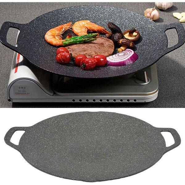 Korean BBQ Grill Plate Portable Gas Camping Fire Stone Coated Non-Stick Cook Pan