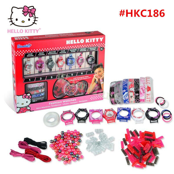 New Gift Hello Kitty 6+ Girl Creative Toy DIY Bead Fashion Watches Set #HKC186