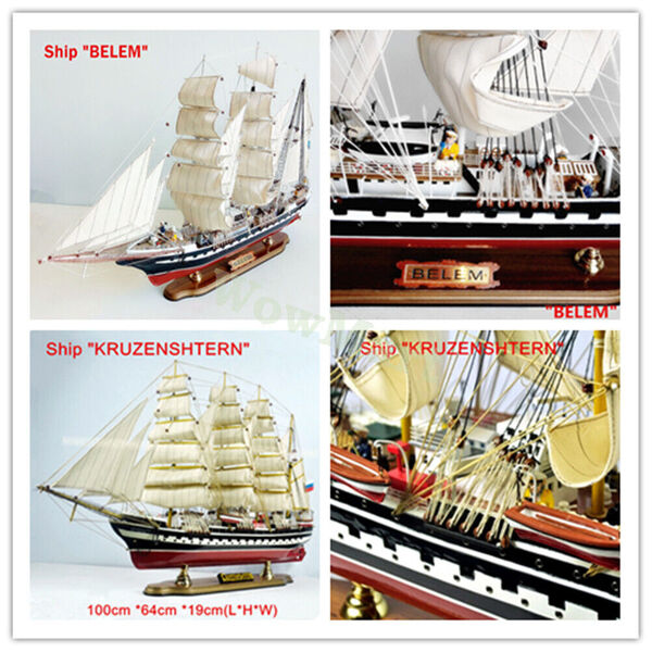 Hobby Collection Vintage Retro Wooden 1m Sailing Ship Model KRUZENSHTERN / BELEM