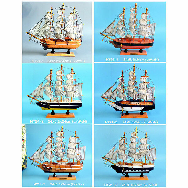 New Gift Hobby Collection Vintage Retro 24cm Wooden Sailing Ship Model 6 Designs