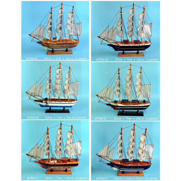 New Gift Hobby Collection Vintage Retro 33cm Wooden Sailing Ship Model 6 Designs