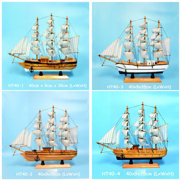 New Gift Hobby Collection Vintage Retro 40cm Wooden Handmade Sailing Ship Model