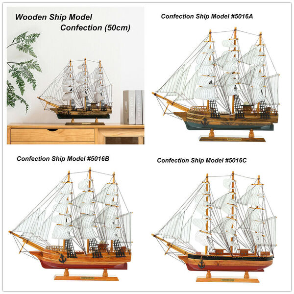 Collection Vintage Retro Classic Wooden Sailing Boat Ship Model #Confection 50cm