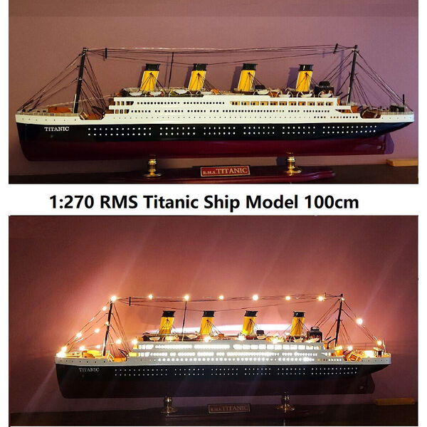 1:270 Wooden RMS Titanic Cruise Ship Model 100cm / LED Light Finished Model