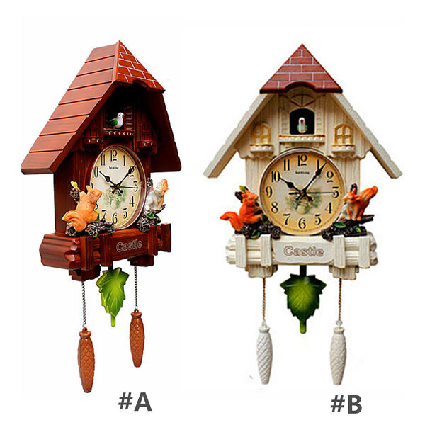 Rustic Chalet Style Wall Mounted Black Forest Pendulum Cuckoo Clock Hourly Chime