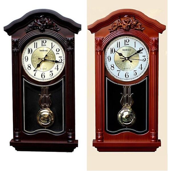 Home Decor Vintage Style Wall Mounted Quartz Chime Punctually Pendulum Clock