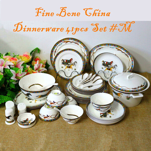 Fine Bone China Elegant Porcelain 21pc Coffee Tea Pot Set / 41pc Dinnerware  Set