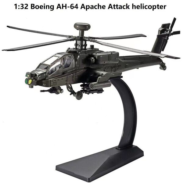 1:32 Diecast AH-64 Apache Attack Helicopter Military Plane Model Sound Light Toy