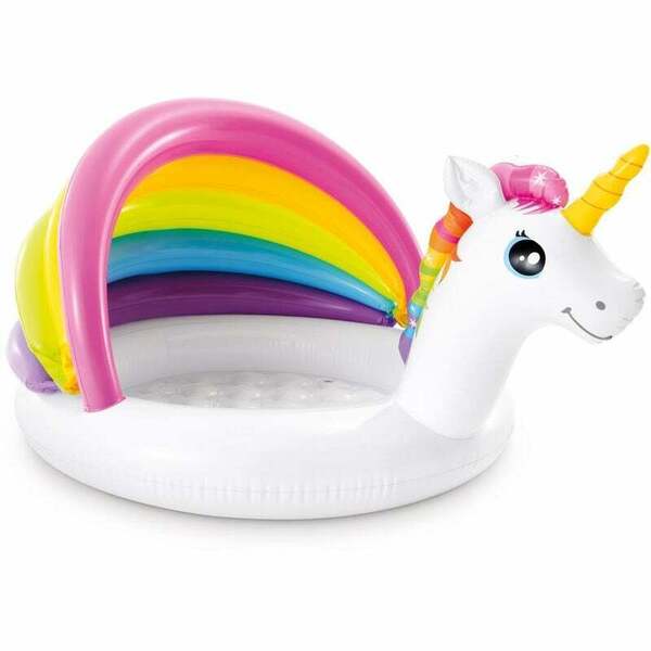 INTEX Inflatable Unicorn Rainbow Canopy Baby Pool Float Water Play Center 127cm