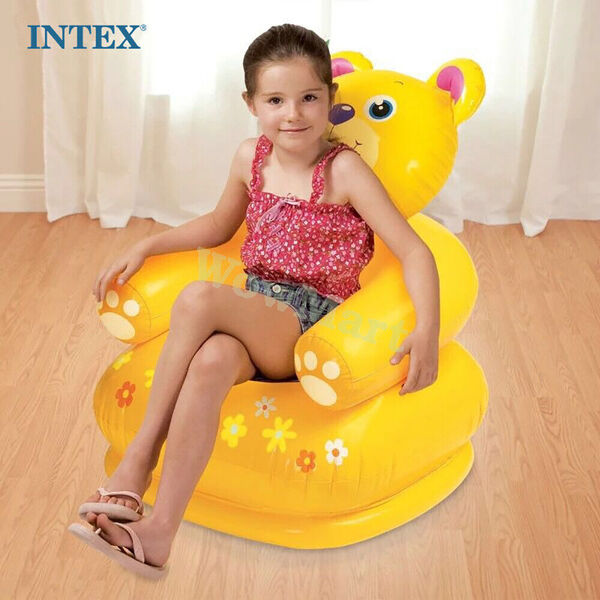 Intex Kid Inflatable Happy  Bear Sofa Arm Chair Cushion Seat  65x64x74 cm 3Y+