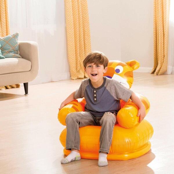 Intex Kid Inflatable Happy Tiger Sofa Arm Chair Cushion Seat  65x64x66 cm 3Y+