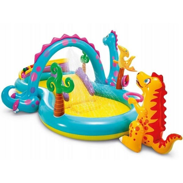 Intex Dinoland Play Centre Pool Kid Dinosaur Water Spray Slide Inflatable Pool