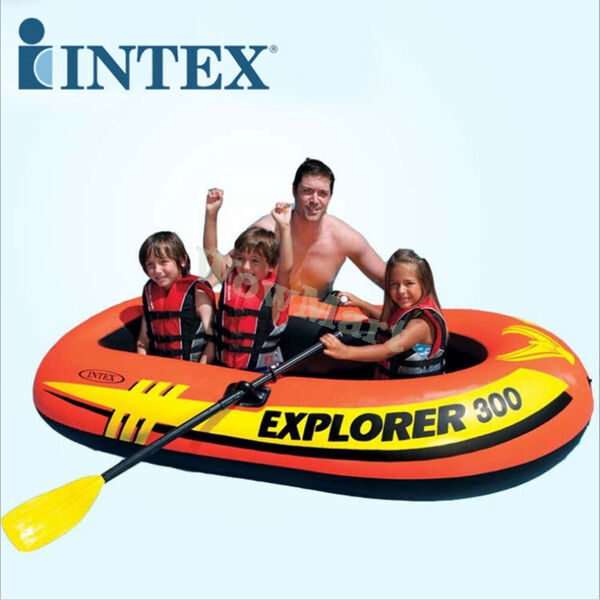 Inflatable Intex Explorer 300 3-Person (186kgs) Boat Raft Oars Pump Set #58332