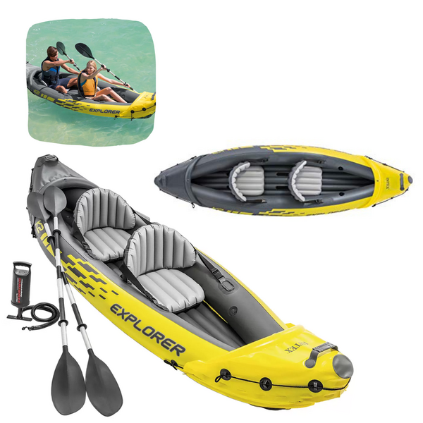 Intex K2 Explorer 2P Kayak Inflatable River Lake Fishing Boat  Oar Pump 180kg