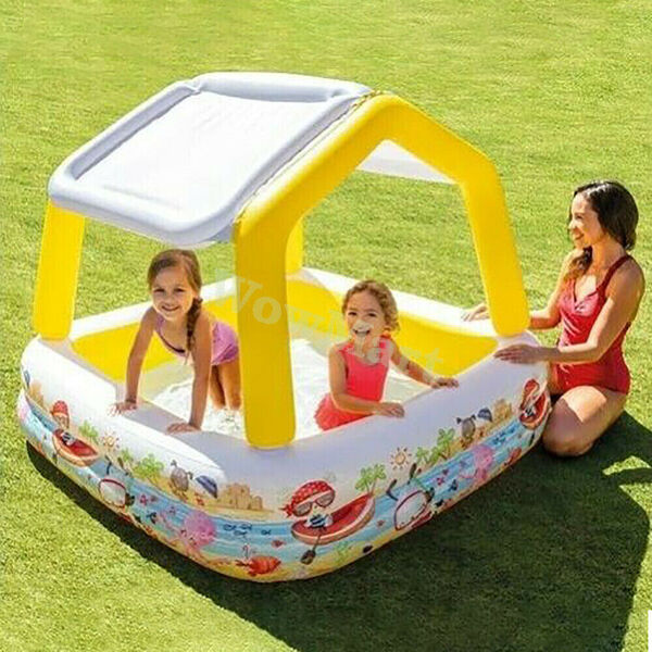 Kid Intex Inflatable Swimming Pool &amp; Removable Sun Shade Canopy 157×157×122cm