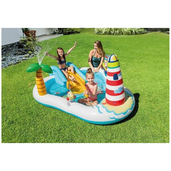 Intex  Inflatable Fishing Fun Slide Pool Outdoor Kid Water Play Centre 218x188cm