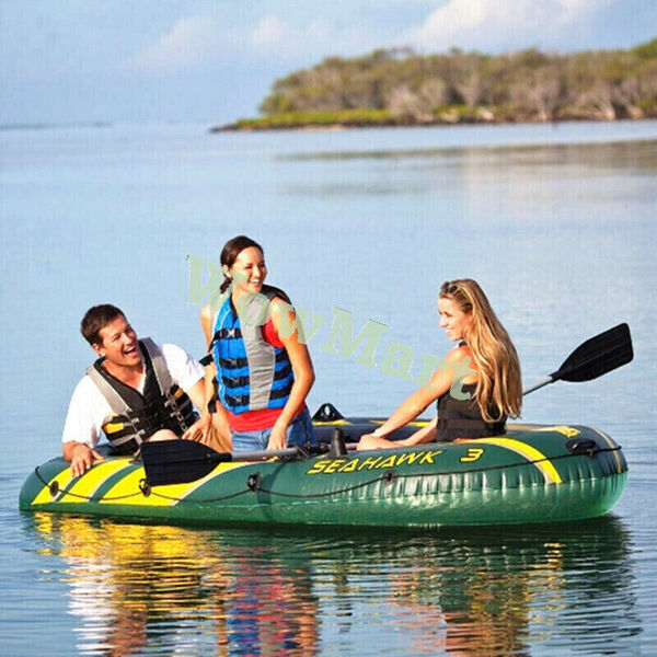 New Intex Inflatable SeaHawk 3 Person 2.95x1.37m Fishing Boat Raft Set #68380