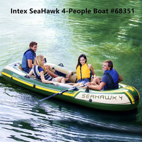 New Intex Inflatable SeaHawk 4 Person 3.51x1.45m Fishing Boat Raft Set #68351