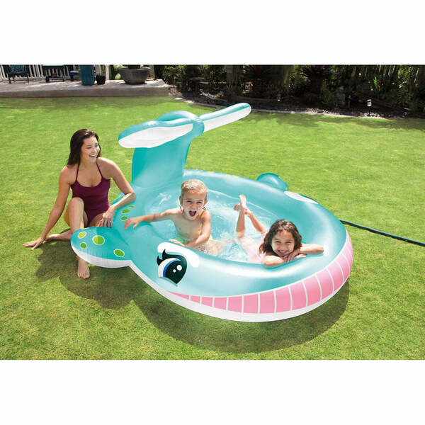 Intex Kid Inflatable Whale Spray Pool Ball Pit Outdoor Water Play 201x196x91 cm