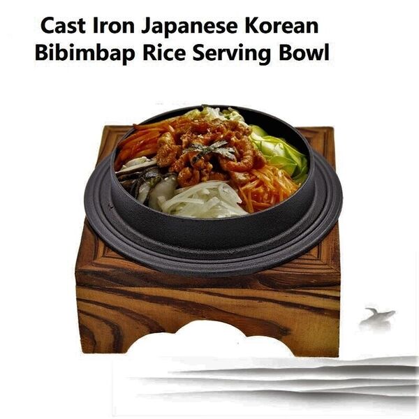 Japanese Korean Cast Iron Bibimbap Rice Bowl Hot Pot Soup Sizzling Serving Bowl