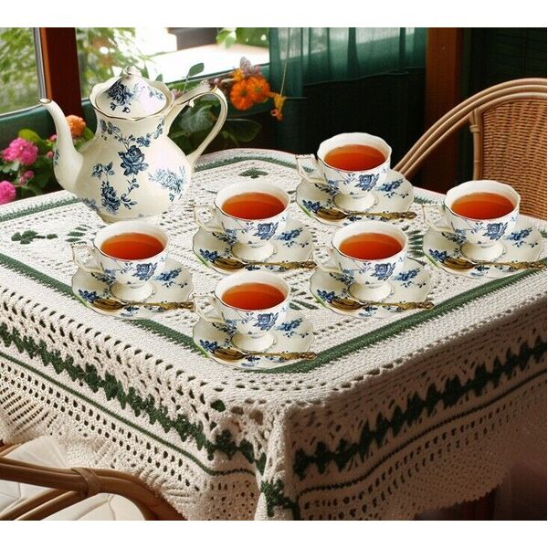 French Style Fine Ivory China Tea Set Coffee High Tea Pot Cup Sauce Set 19 pcs