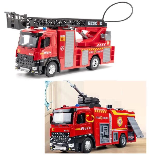 1:18 Water Spray / Ladder Rescue Fire Truck Alloy Truck Model Toy Sound &amp; Light