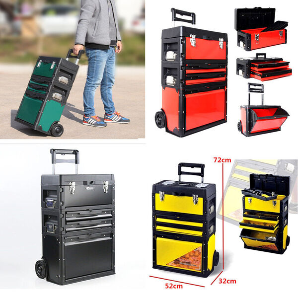 2-Drawer 3-Pc Detachabe Rolling Luggage Trolley Storage Tool Box Tool Cabinet