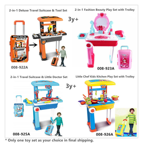 2In1 Kid Pretend Play Toy Suitcase Set Tool / Dressing Table / Doctor / Kitchen