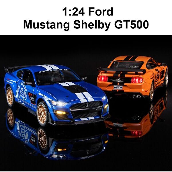 1:24 Alloy Diecast Ford Mustang Shelby GT500 Sport Car Model Toy Sound Light