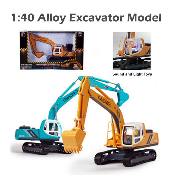 1:40 Kid Excavator Digger Heavy Vehicle Toy Alloy Construction Model Light Music