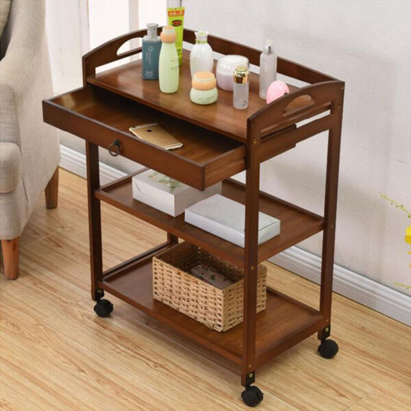 Bamboo Kitchen Manicure Beauty Salon Spa Serving Island Trolley Utility Cart 3-T